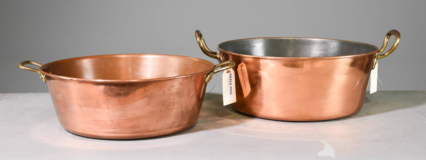 2 French Polished Copper Jam Pans