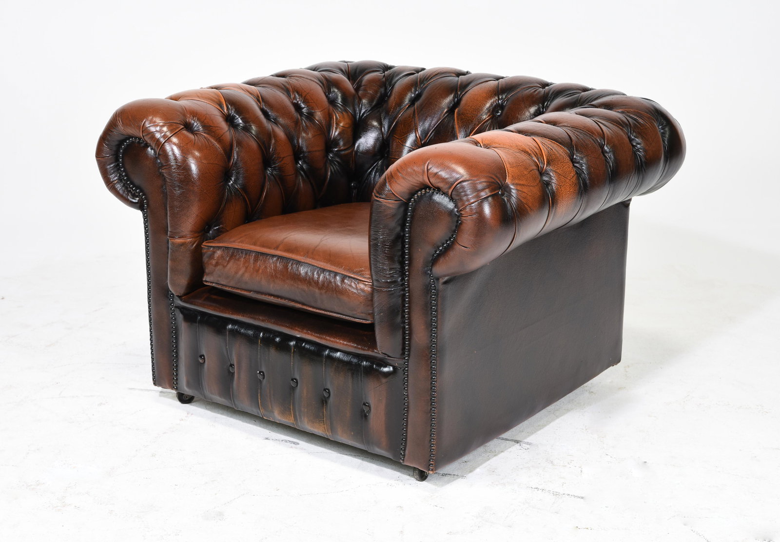 British Brown Leather Chesterfield Club Chair (1 of 3)