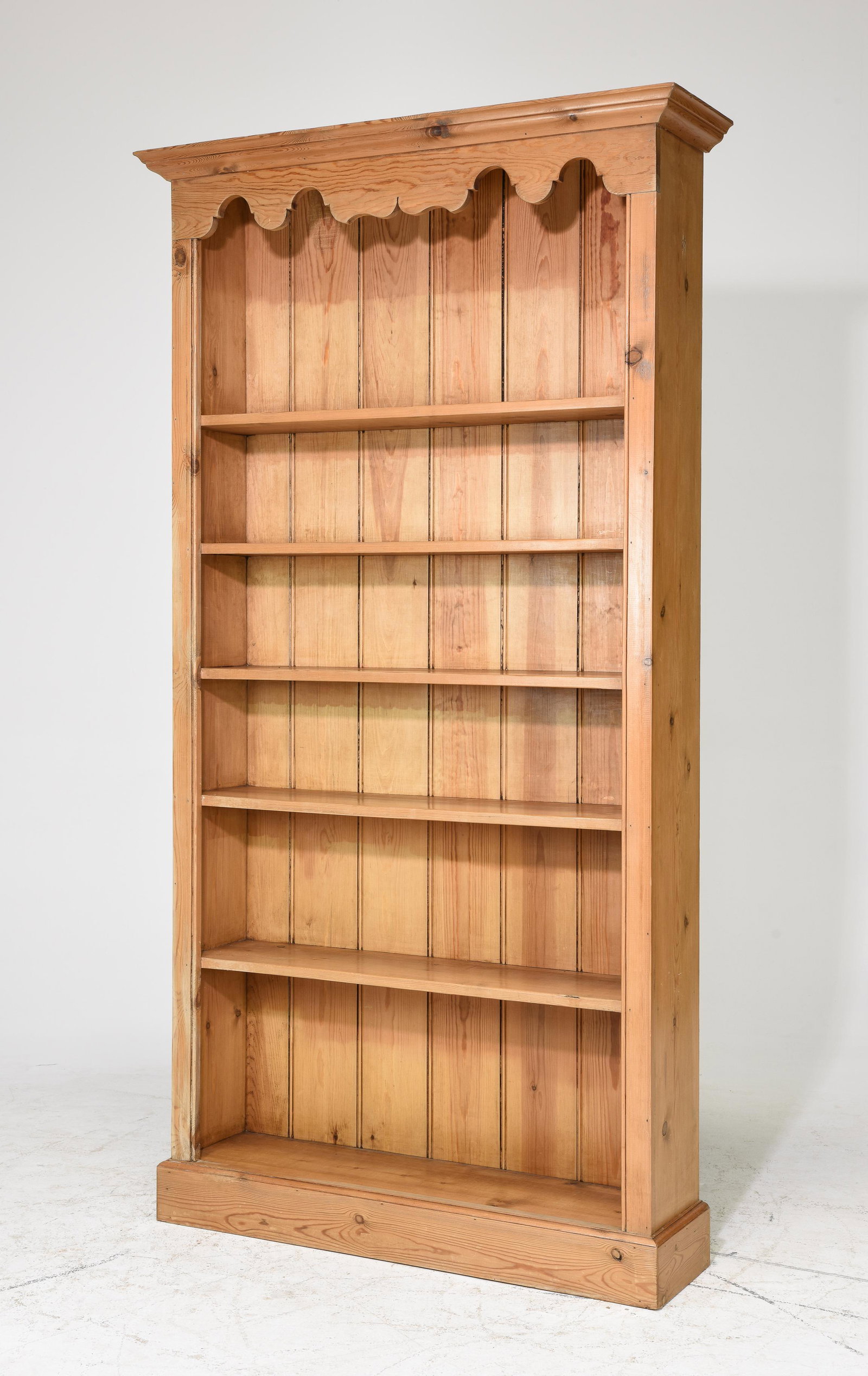 British Tall Pine Open Bookshelf c.1950's (1 of 2)
