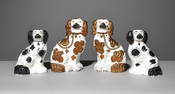 2 Pair of Staffordshire Spaniels c.1910's-1930s