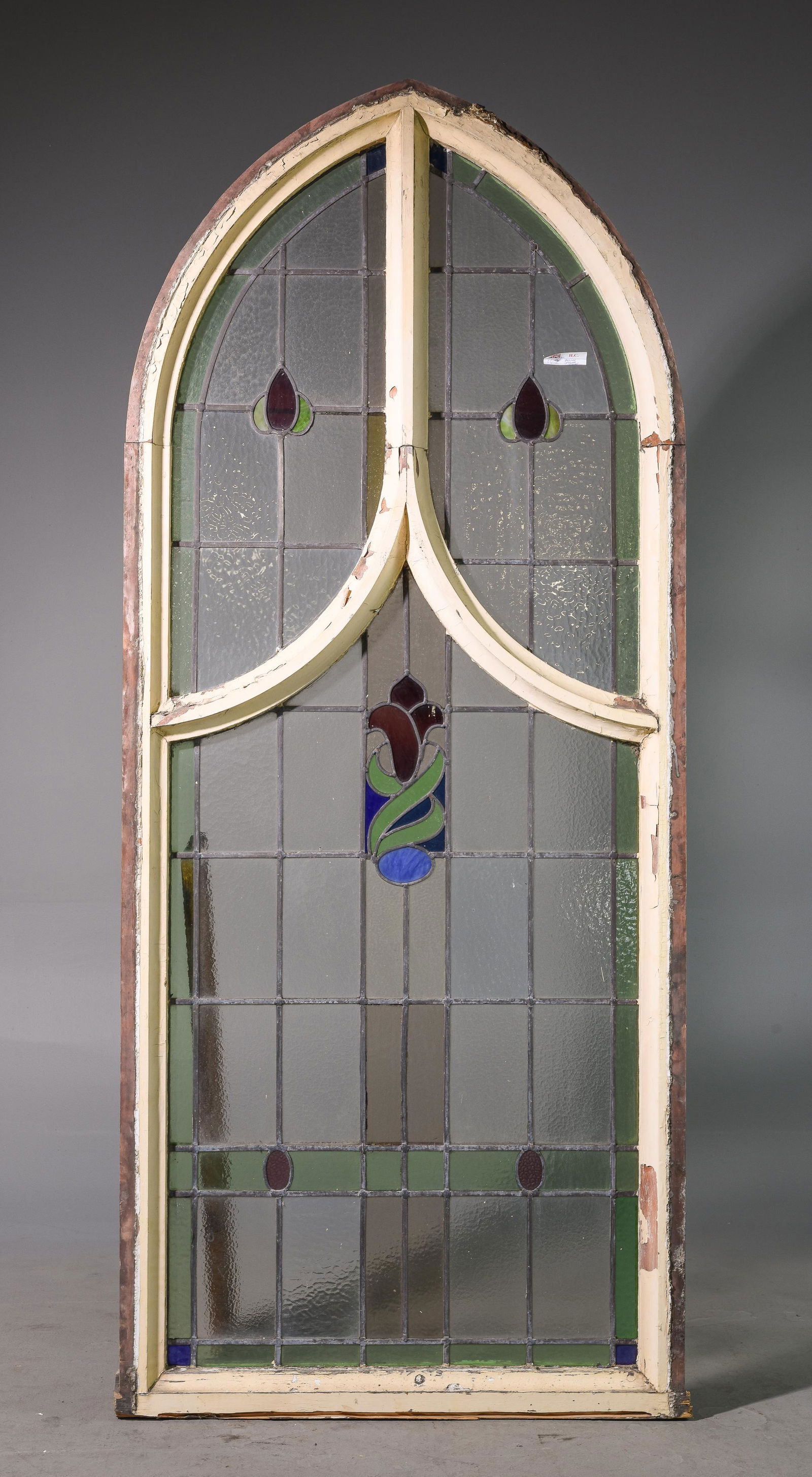 British Large Steeple Top Stained Glass Window #2 (1 of 5)