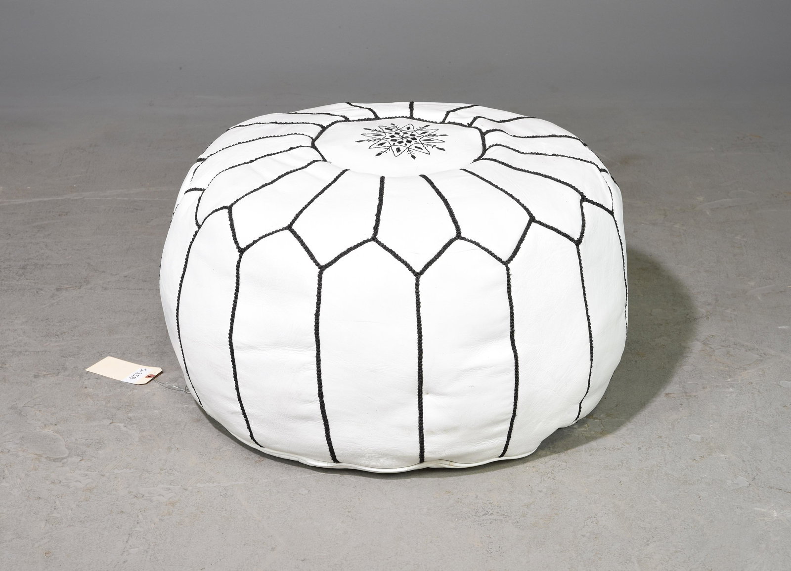 Moroccan White Leather Ottoman / Pouf (1 of 3)