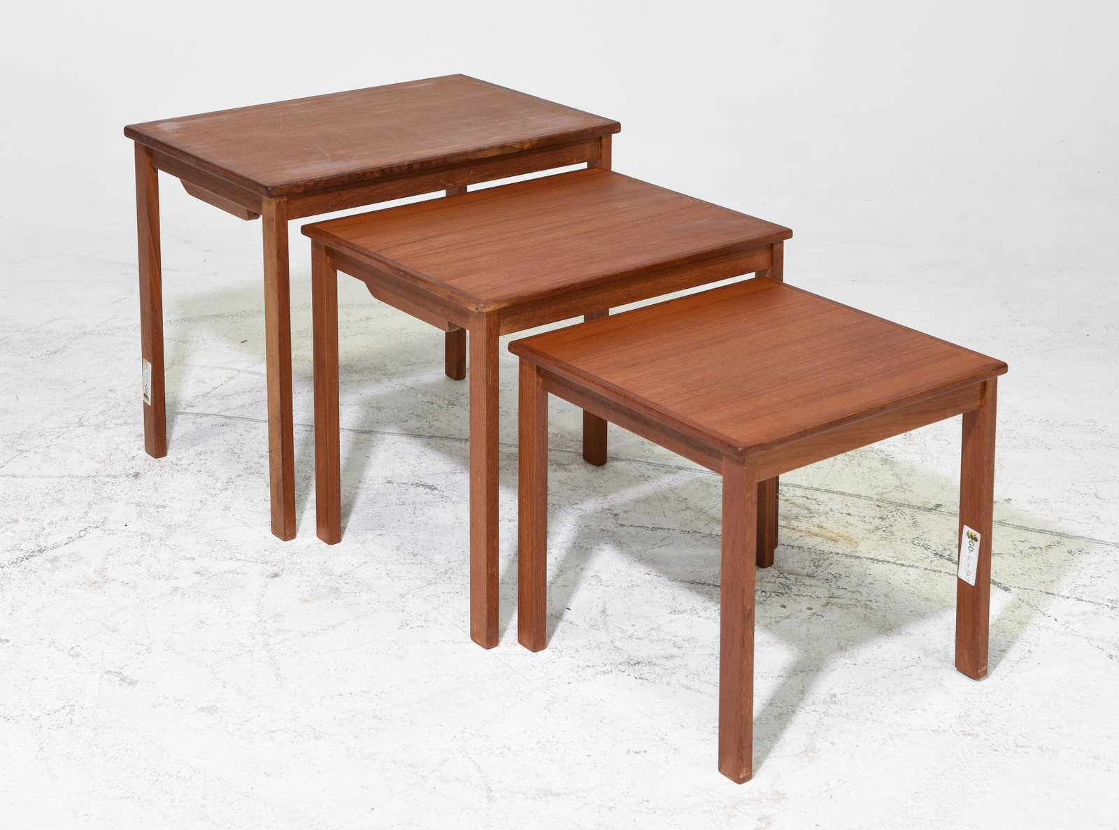 Mid Century Modern Nest of 3 Tables: Danish Modern Style Nest of 3 Tables - 19 in tall x 23 x 16