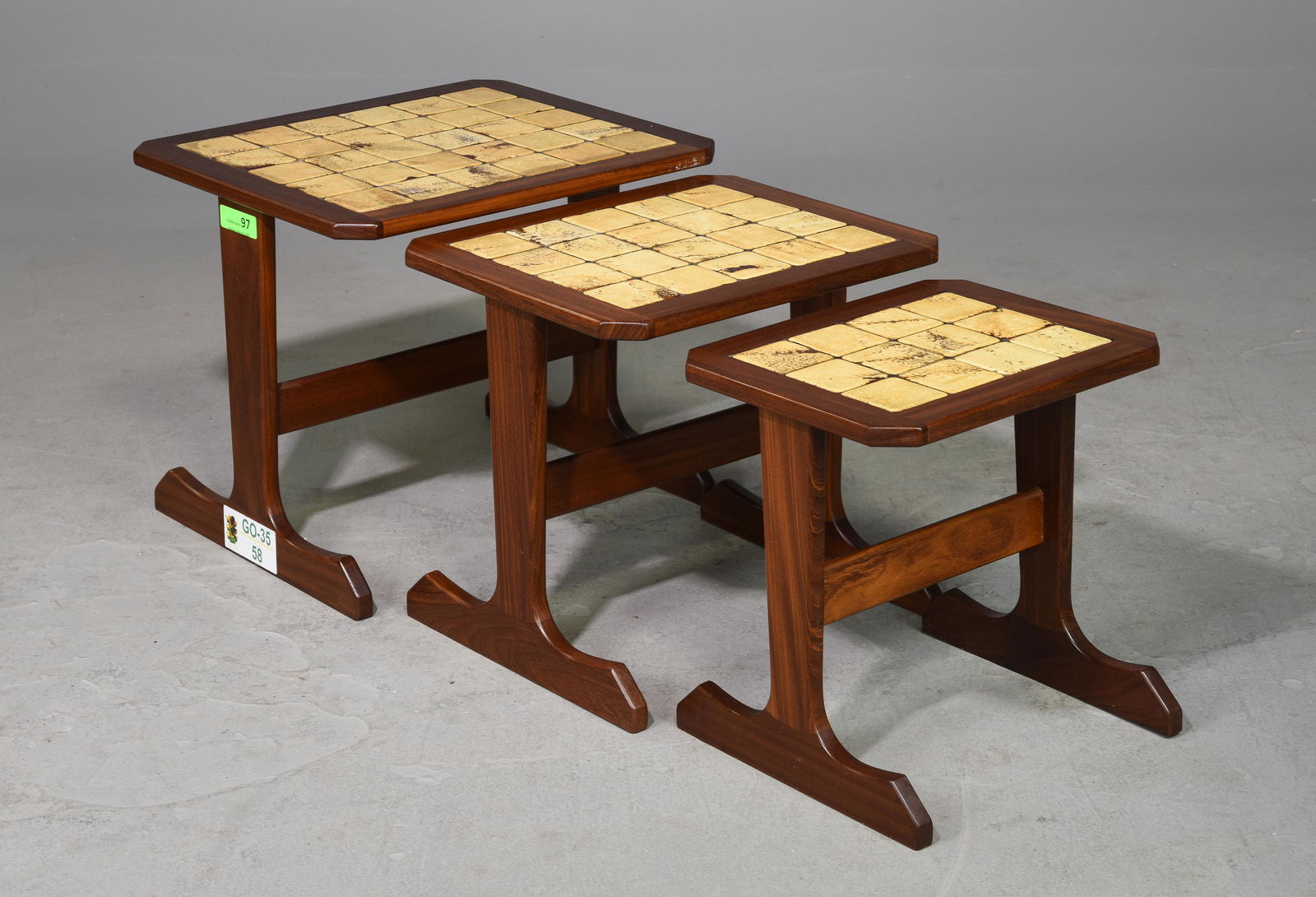 Mid Century Modern Tile Top Nest of 3 Tables (1 of 2)