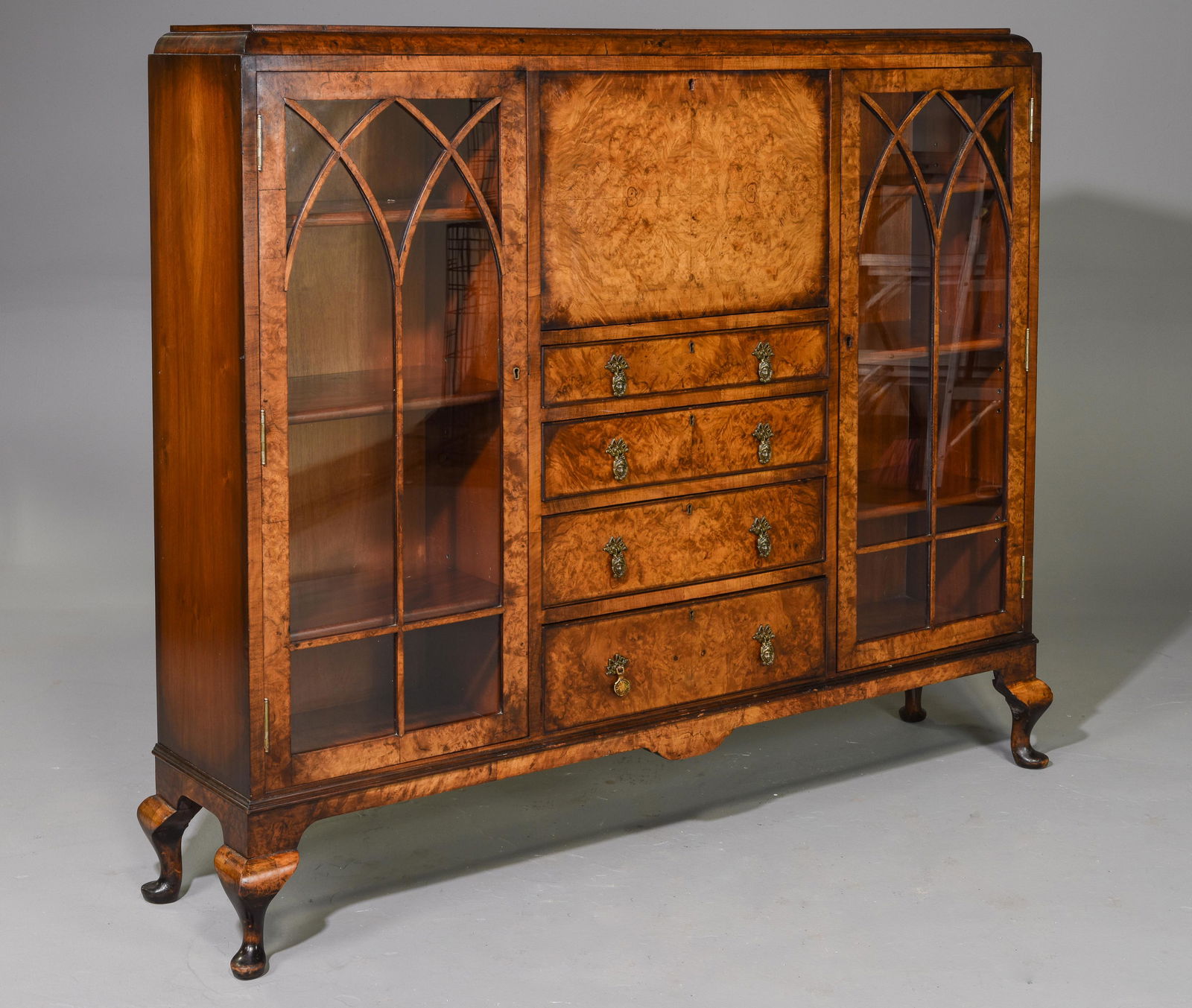 British Mahogany Side by Side Bookcase / Desk (1 of 9)