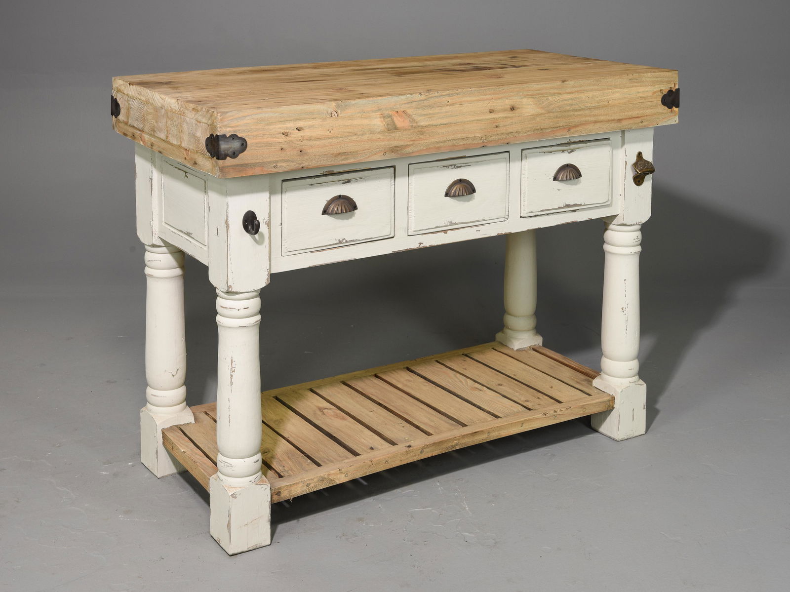 Farmhouse 3 Drawer Painted Kitchen Island (1 of 4)