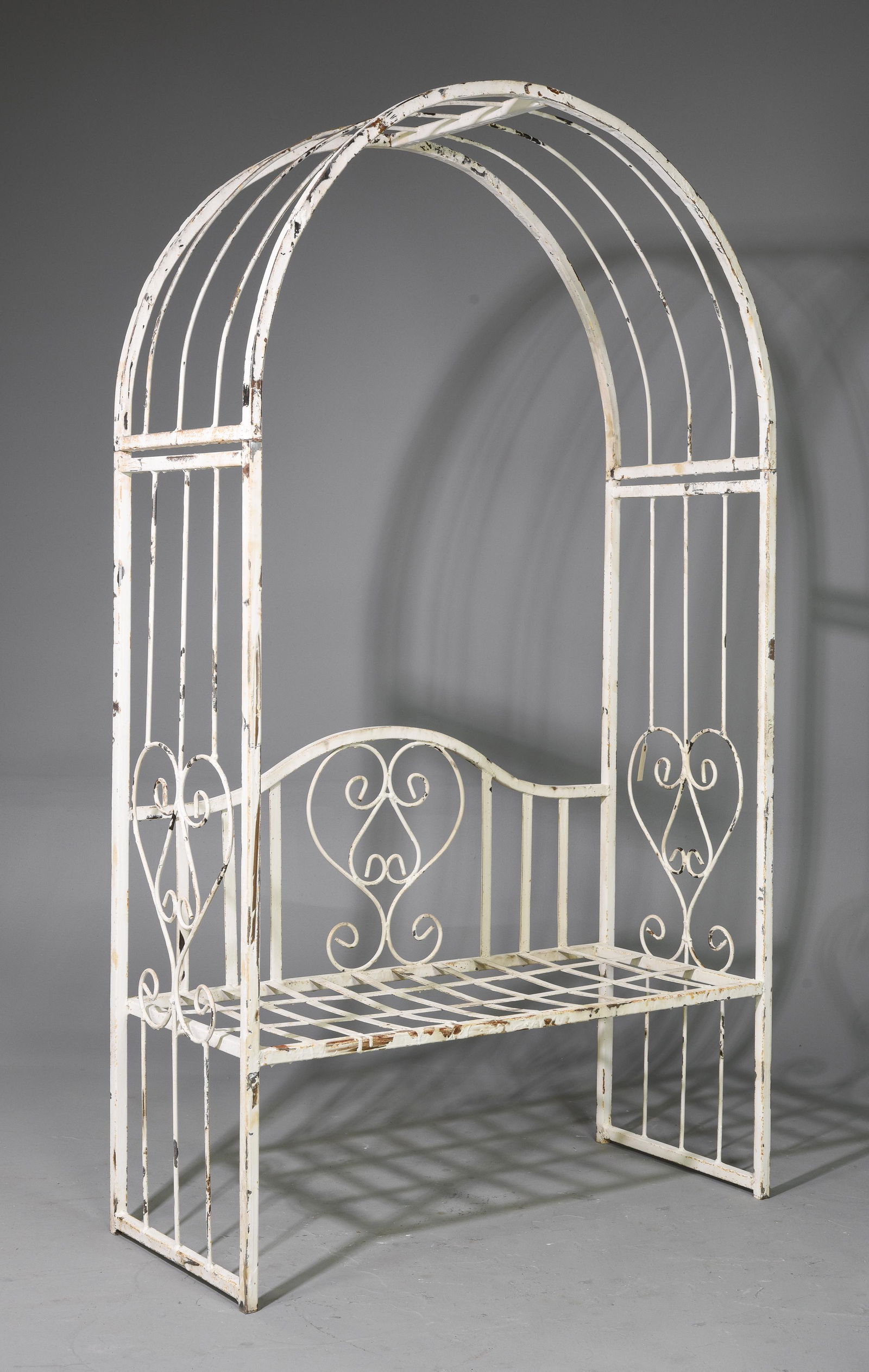 White Painted Metal Arbor with Bench #1 (1 of 4)