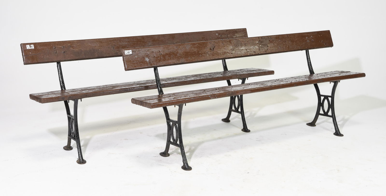 2 British Iron & Wood Benches c.1920's-30's (1 of 6)