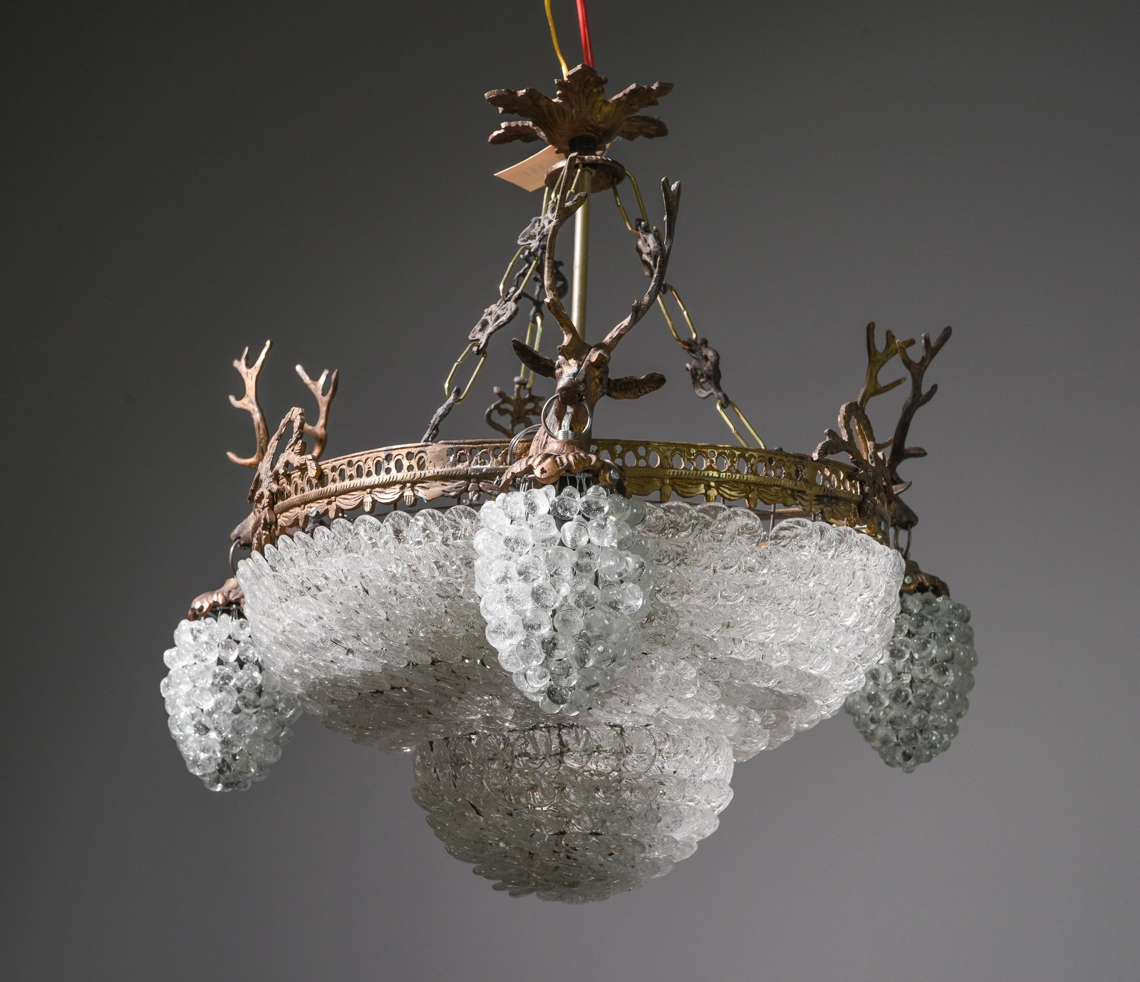 Empire Style Chandelier with Stag Heads #1: Empire Style Chandelier with Stag Heads - 22 in tall x 20 inch diameter