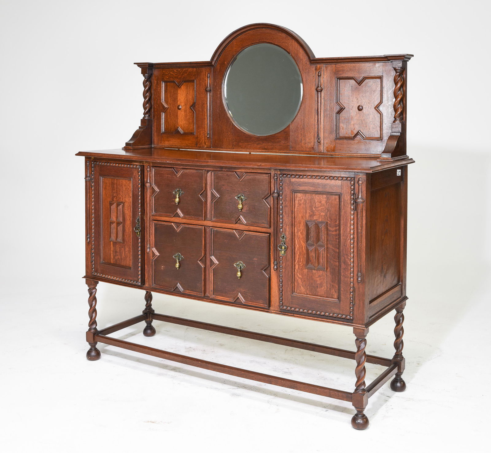 Jacobean Oak Mirror Back Barley Twist Sideboard (1 of 5)