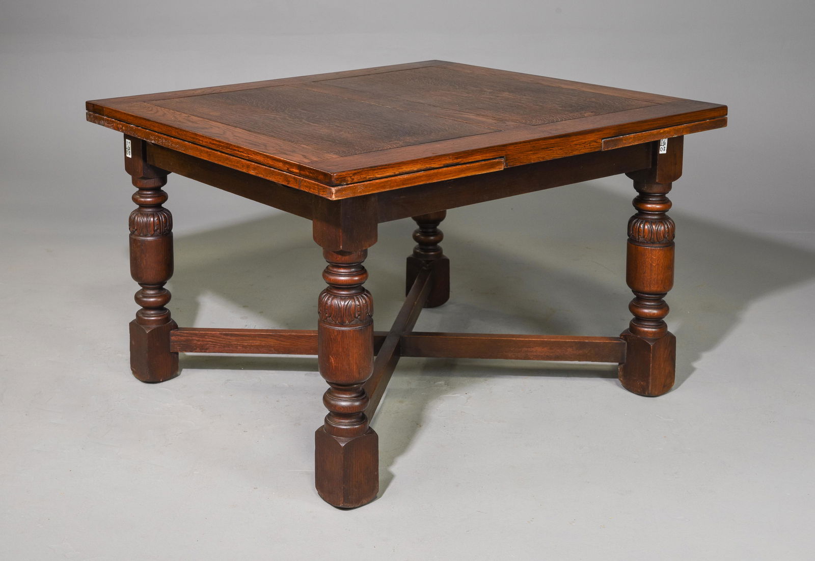 British Oak Tudor Style Draw Leaf Table c.1920's (1 of 5)