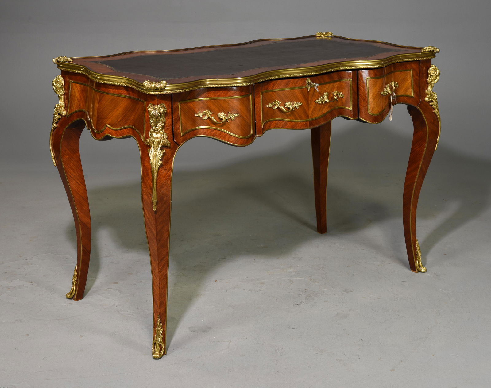 Louis XV Style Mahogany Desk with Gilt Ormolu (1 of 7)