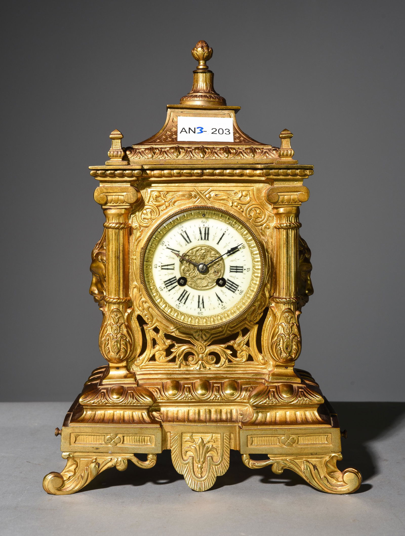 French Louis XVI Style Gilded Mantle Clock (1 of 5)
