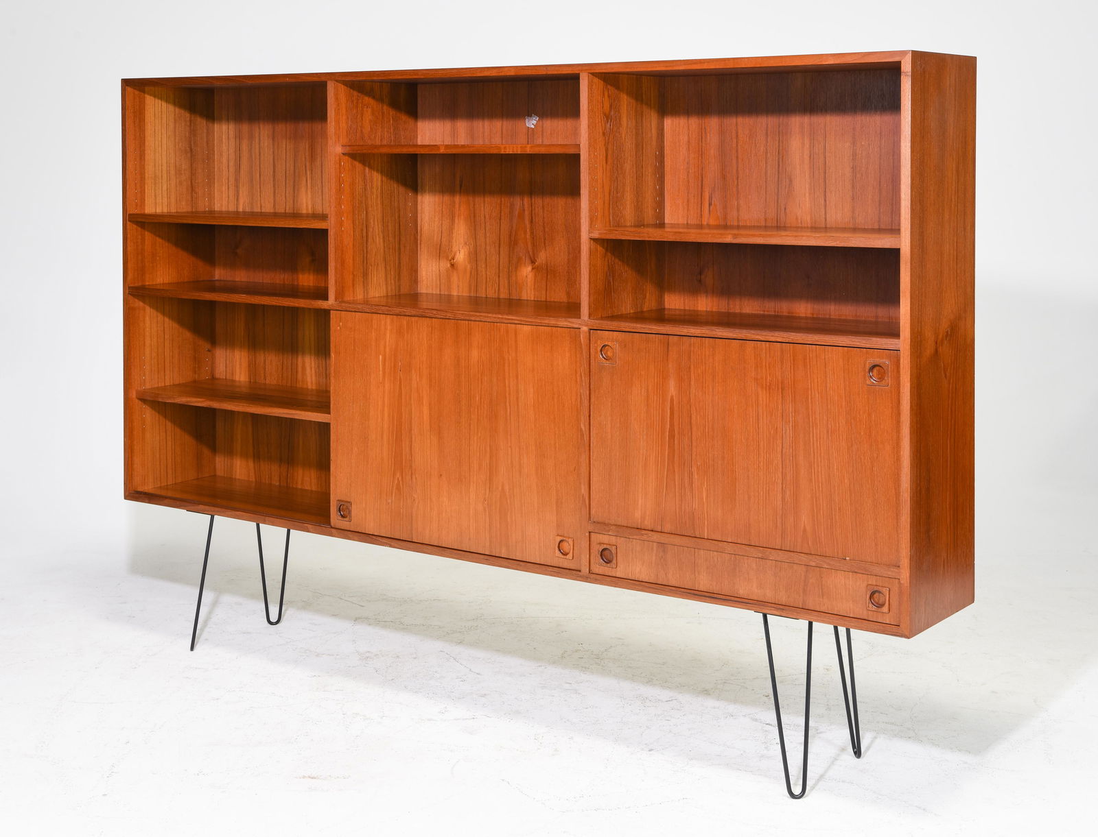 Danish Modern Bookshelf / Wall Unit on Hair Pin Legs (1 of 3)