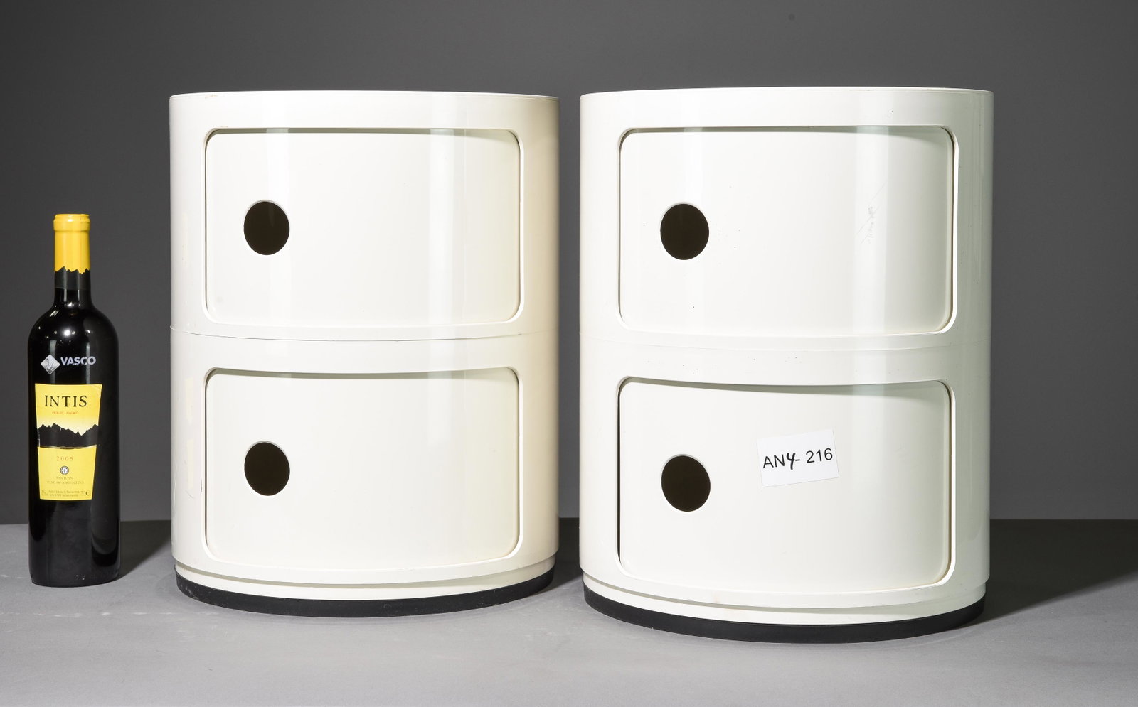 2 Kartell Componibili Two "Drawer" Cabinets #1: 2 Kartell Componibili Two "Drawer" Cabinets - 16 in tall x 12.5 inch diameter each