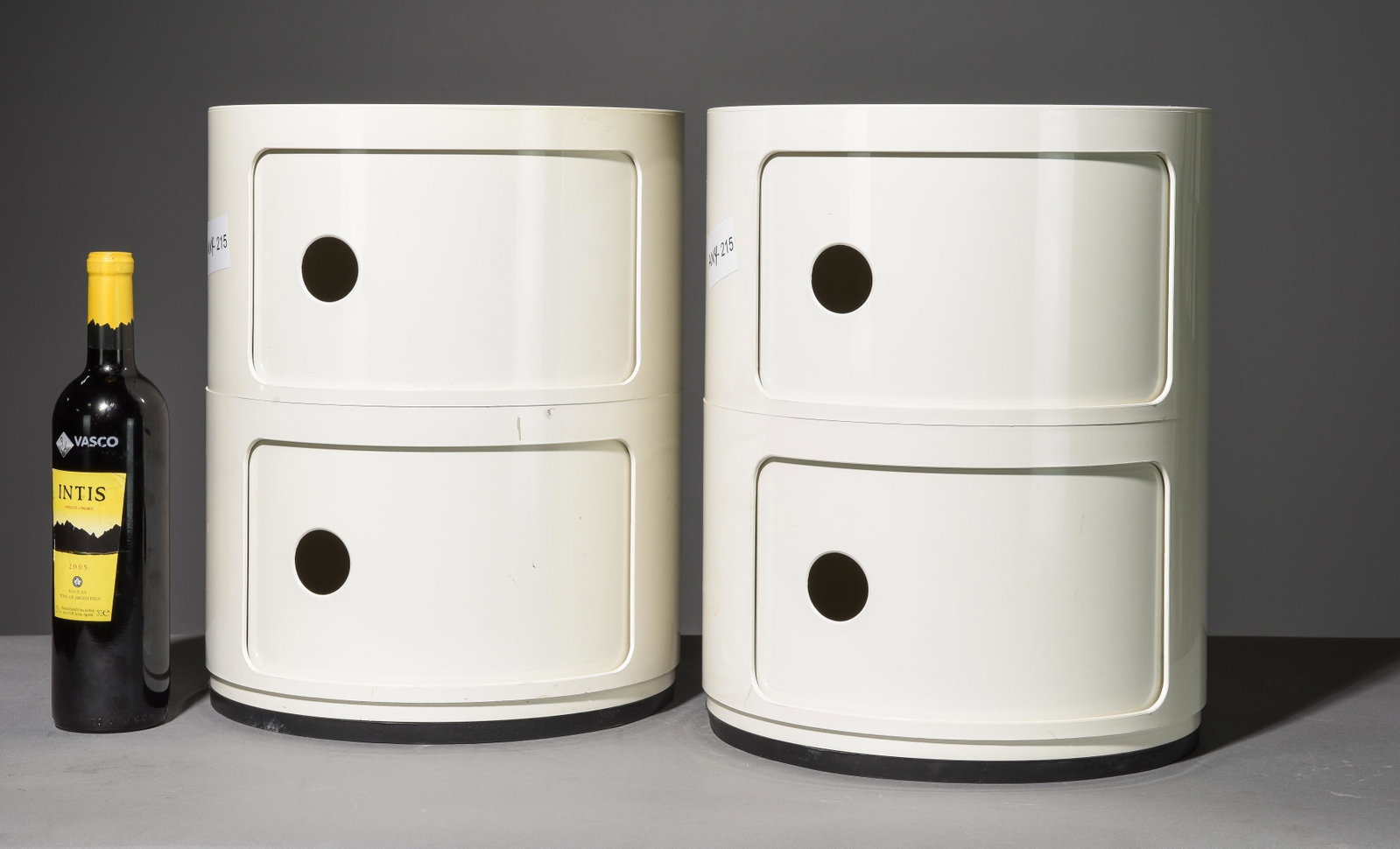 2 Kartell Componibili Two "Drawer" Cabinets #2: 2 Kartell Componibili Two "Drawer" Cabinets - 16 in tall x 12.5 inch diameter each