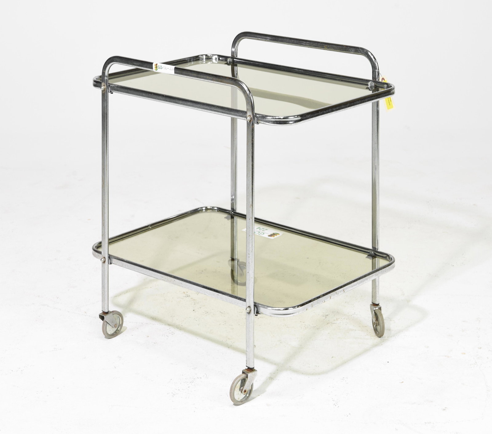 2 Tier Chromatic & Glass Trolley / Cart: 2 Tier Chromatic & Glass Trolley / Cart - 26.5 in tall x 24.5 x 18