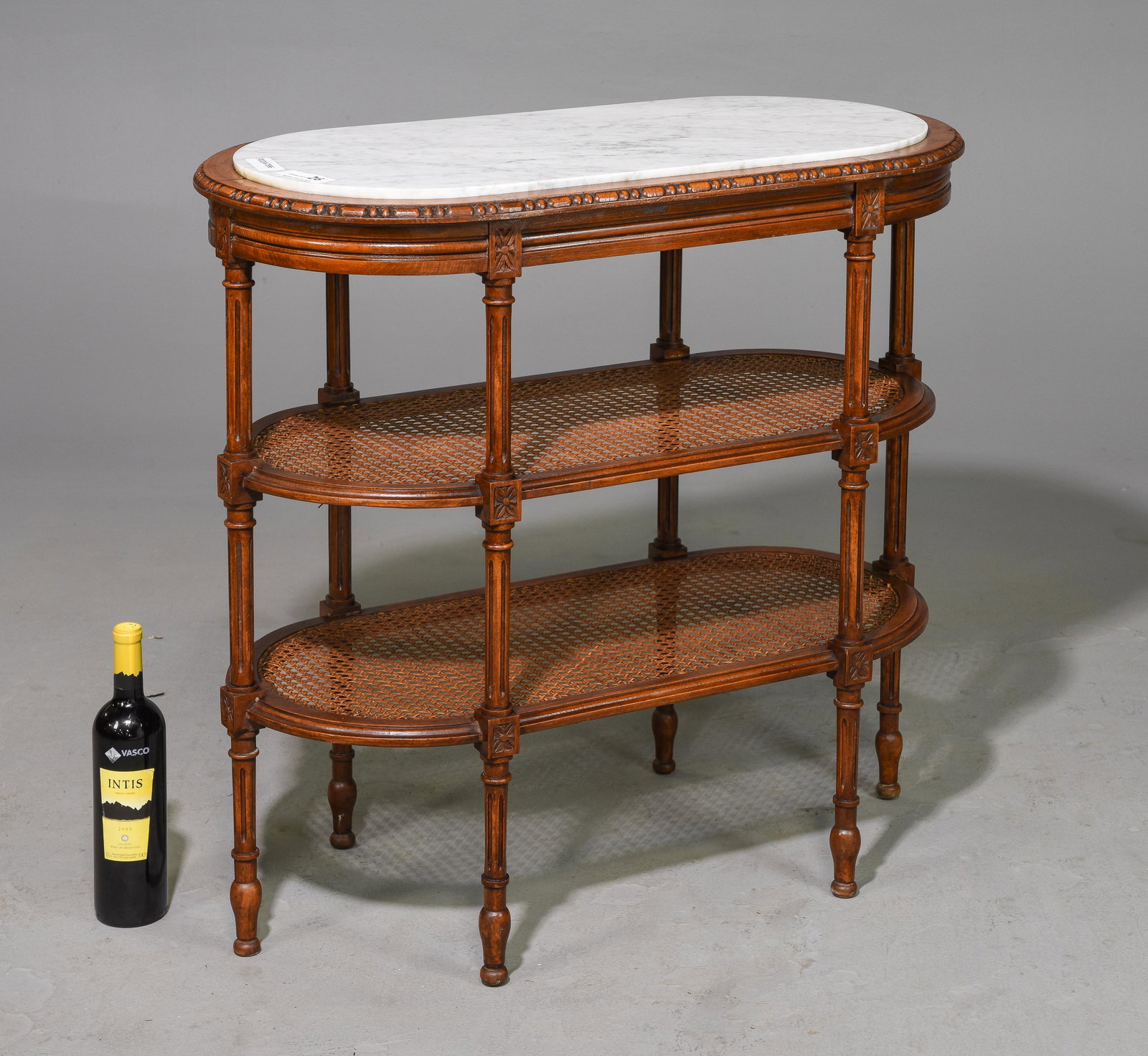 Louis XVI Style White Marble Top 3 Tier Table (1 of 4)