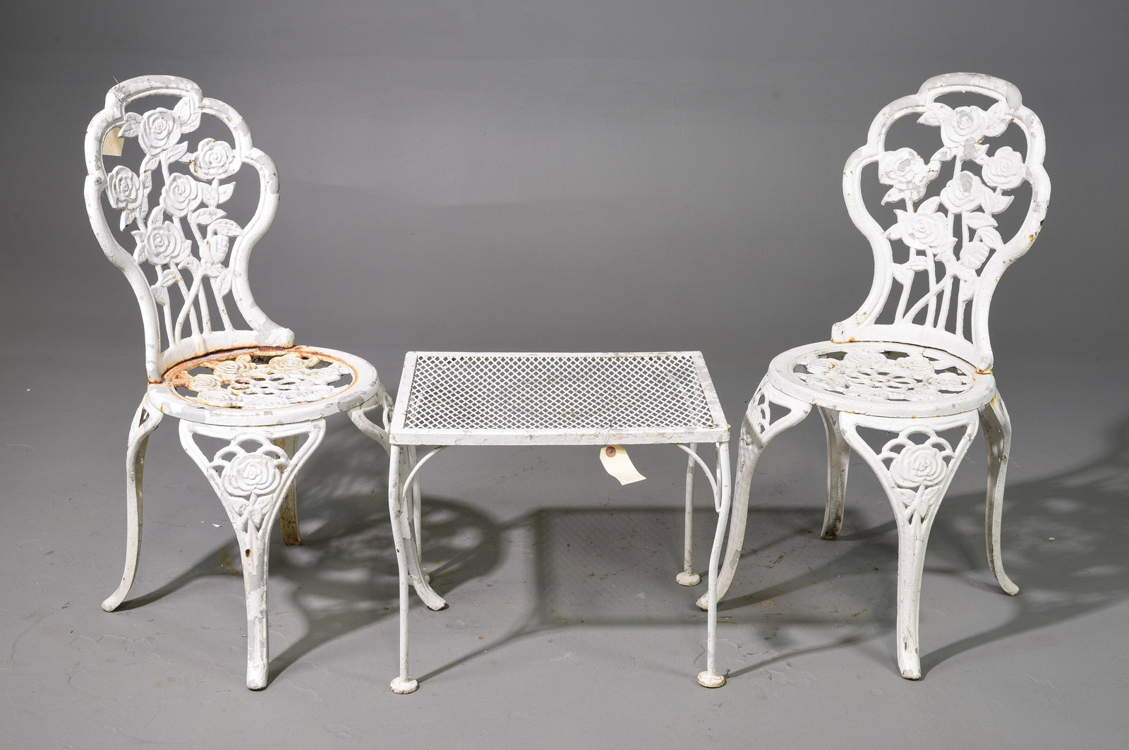 2 Painted Iron Charis & 1 Metal Table (1 of 5)