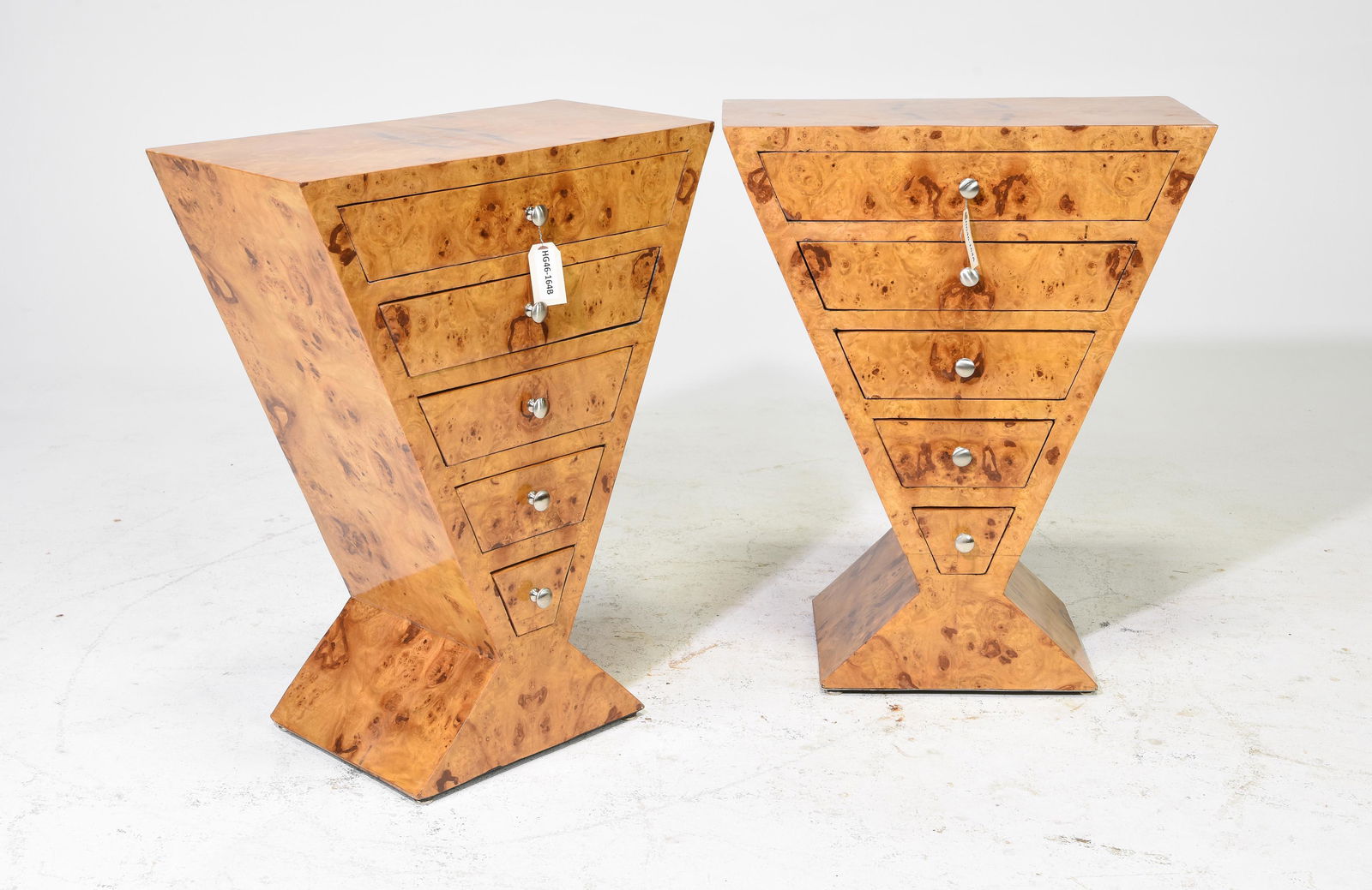 2 Art Deco Style Burled Triangular Chests (1 of 4)