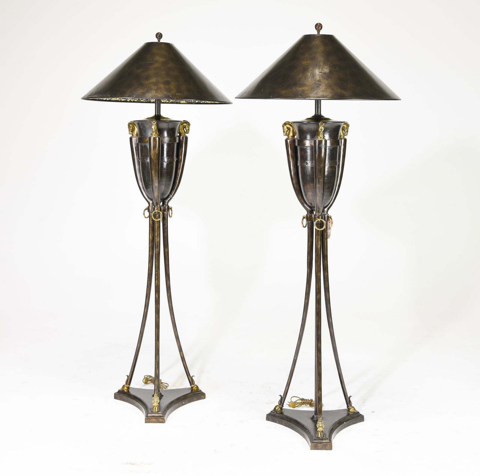 2 Empire Style Metal Floor Lamps with Horse Heads (1 of 7)