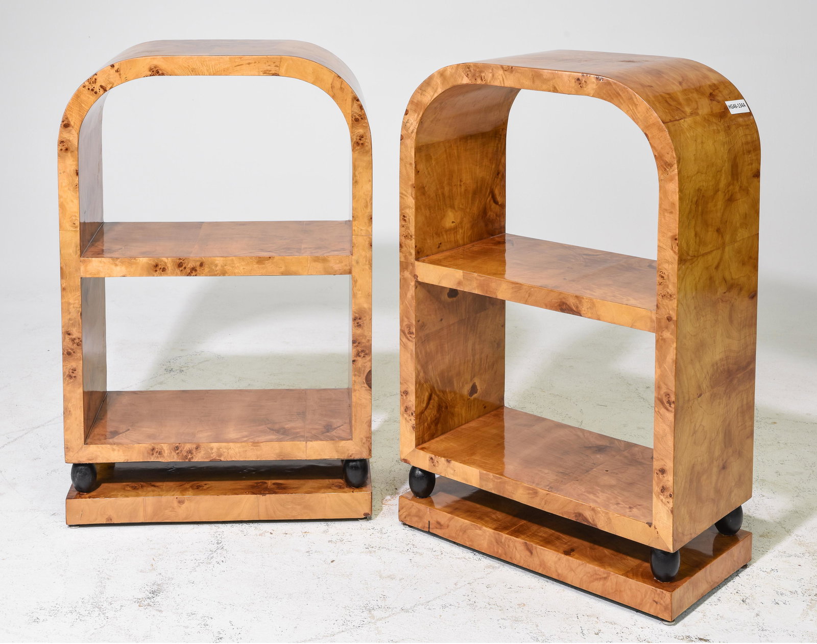 2 Art Deco Style Burled Occasional Display Shelves (1 of 3)
