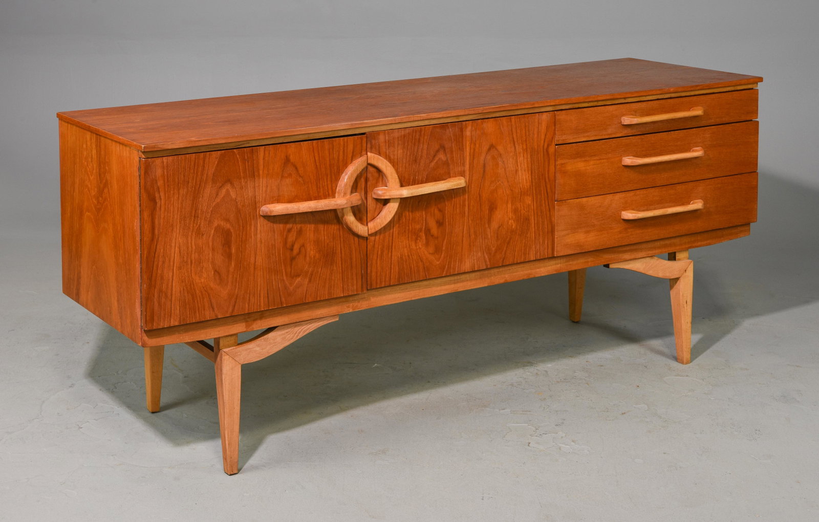 Mid Century Modern Sideboard by Beautility: Danish Modern Style Teak Sideboard by Beautility - 29.5 in tall x 72.5 x 18.5
