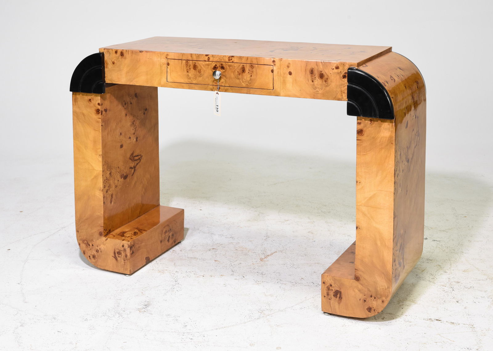 Art Deco Style Burled Single Drawer Hall Table #1 (1 of 3)