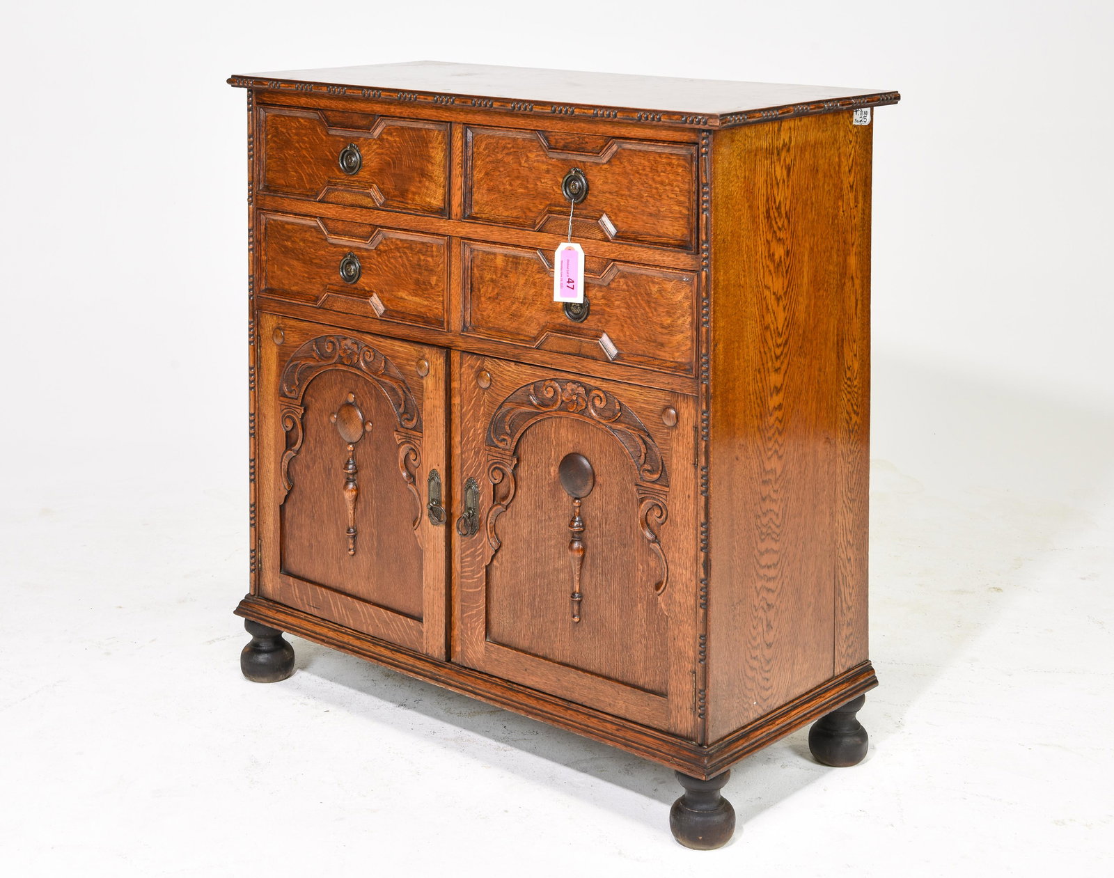 Jacobean Tiger Oak Chest / Cabinet c.1920's (1 of 5)