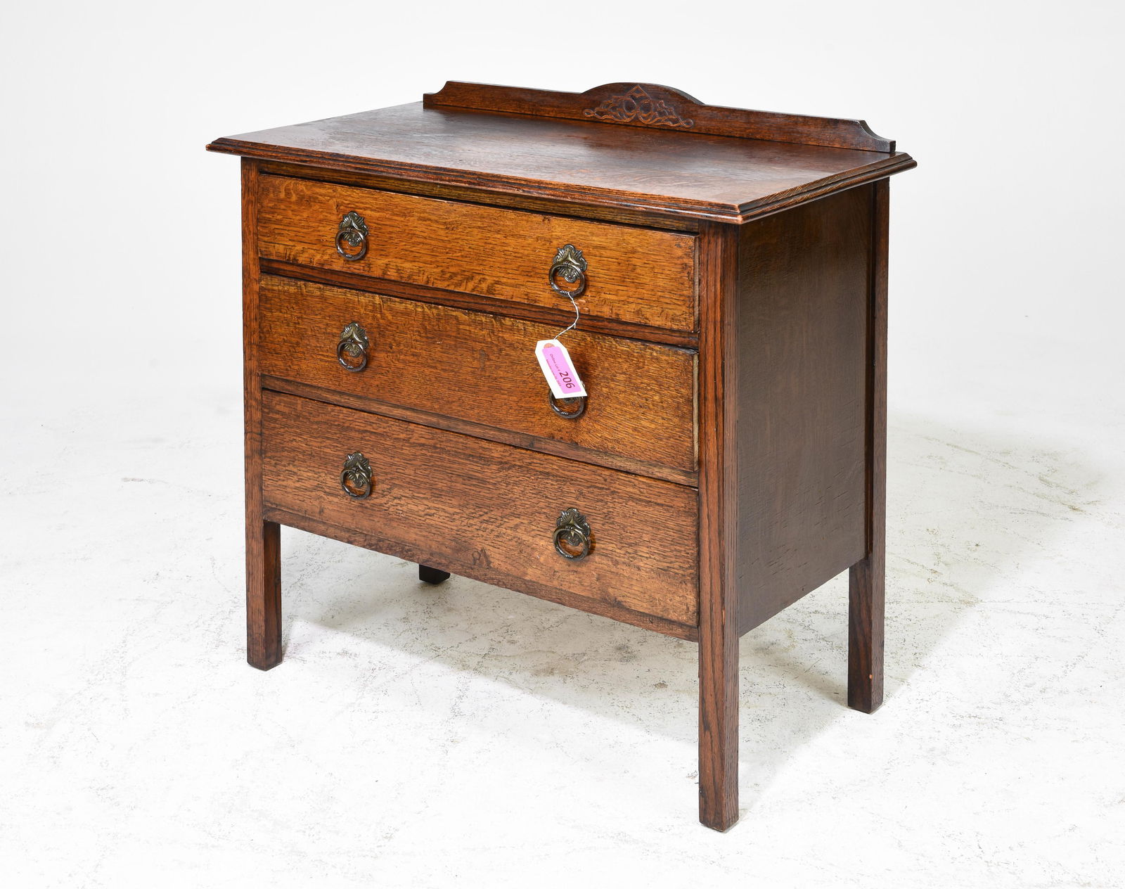 British Oak 3 Drawer Chest c.1920's (1 of 4)