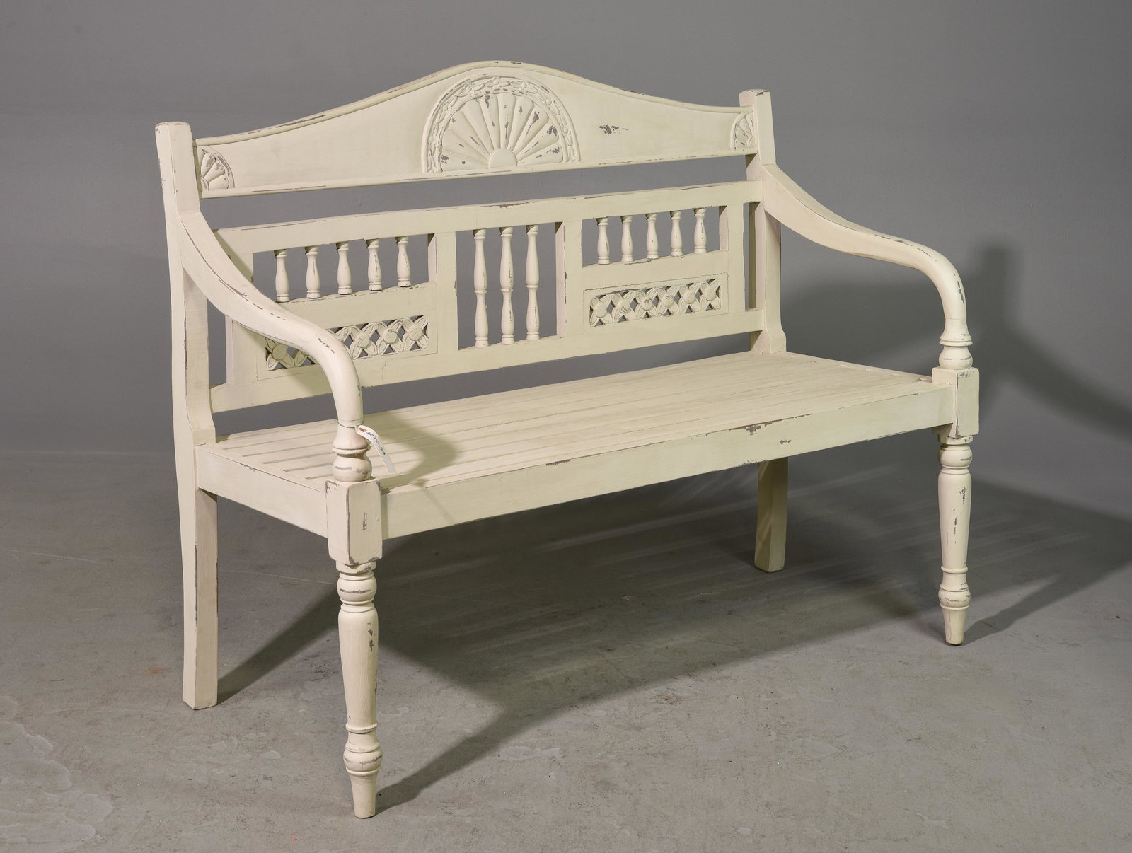 Garden / Patio Chalk Painted Teak Bench #2 (1 of 4)