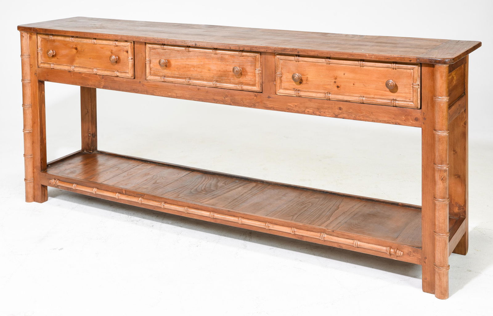 Faux Bamboo 3 Drawer Long Hall Table / Console (1 of 6)