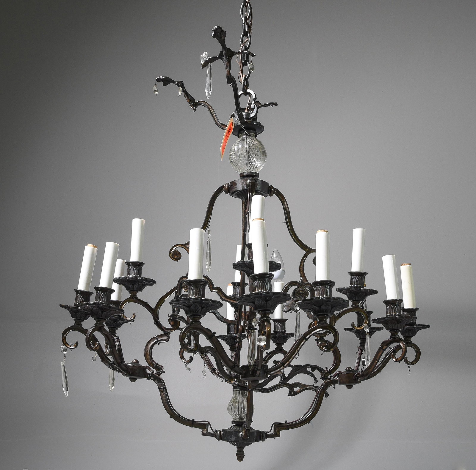 French Style 16 Light Metal Chandelier: French Style 16 Light Metal Chandelier - 36 in tall x 31 inch diameter