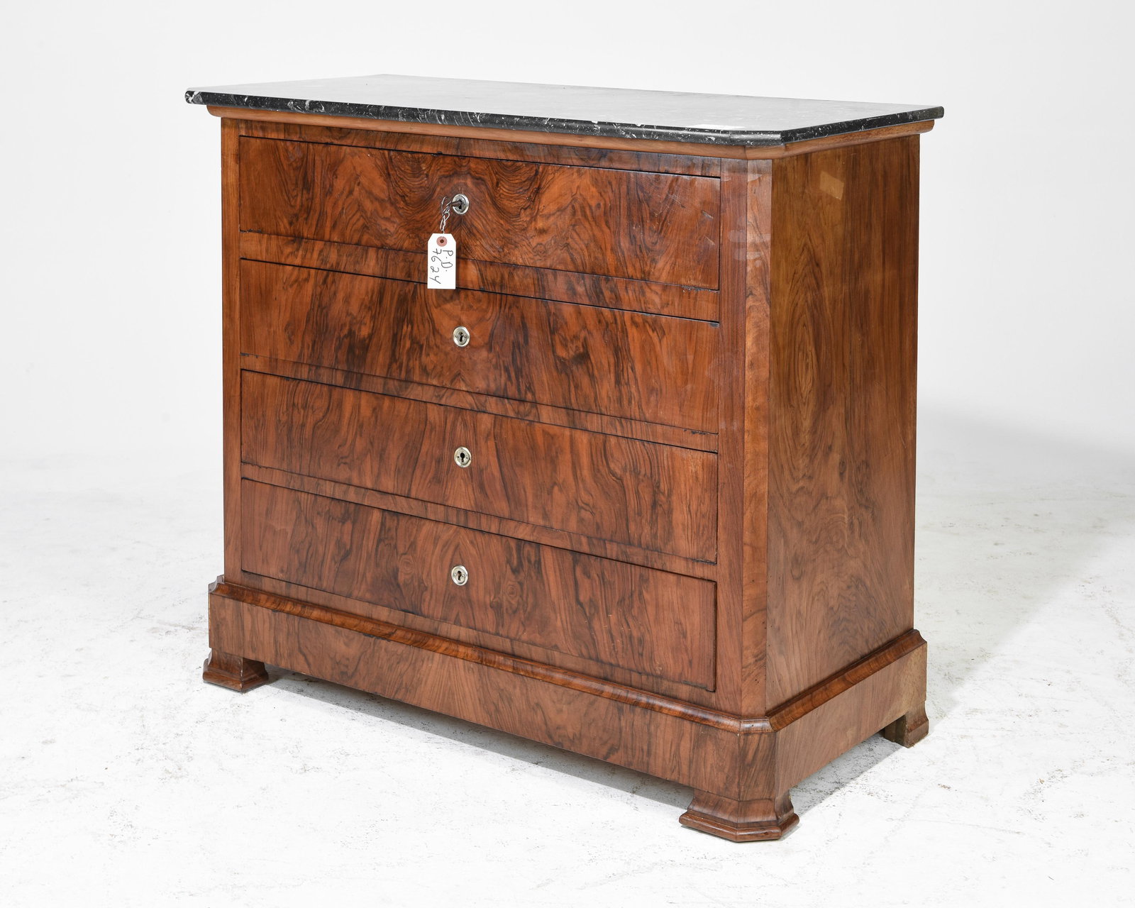 Louis Philippe Style Walnut Marble Top Chest (1 of 8)