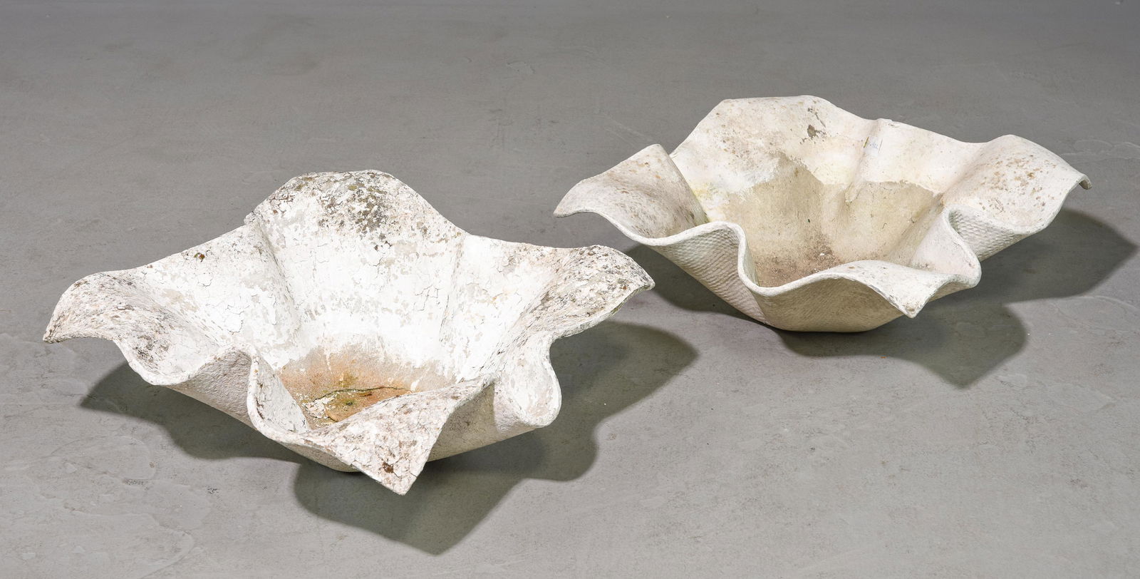 Willy Guhl (1915-2004) - 2 Handkerchief Bowls: Willy Guhl (1915-2004) - 2 Handkerchief Bowls - This is fibrated concrete manufactured by Eternit, Switzerland. - 8 in tall x 19 x 19