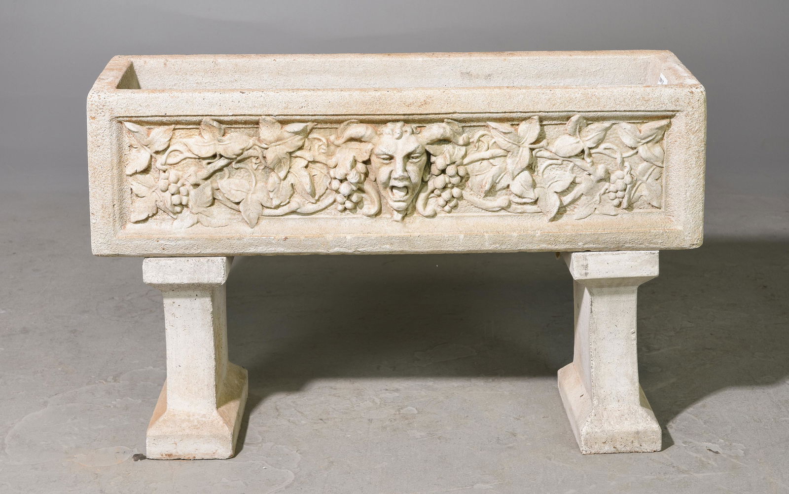 Cast Stone / Concrete Planter with Pan Motif (1 of 5)