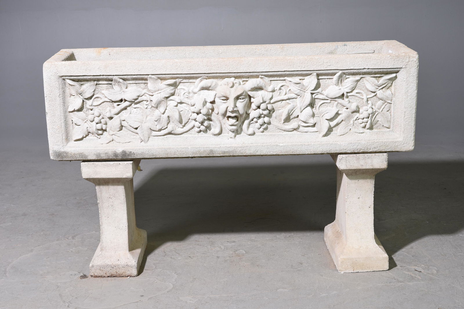 Cast Stone / Concrete Planter with Pan Motif (1 of 7)