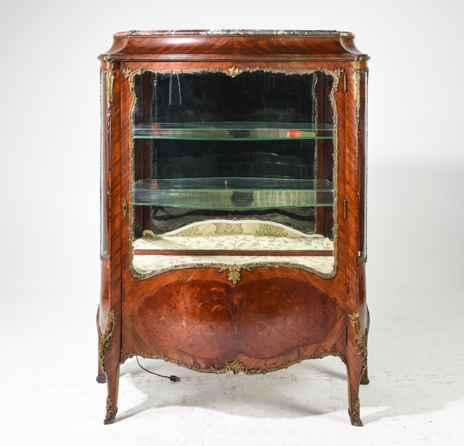 Louis XV Style Marble Top Curio Cabinet (1 of 11)