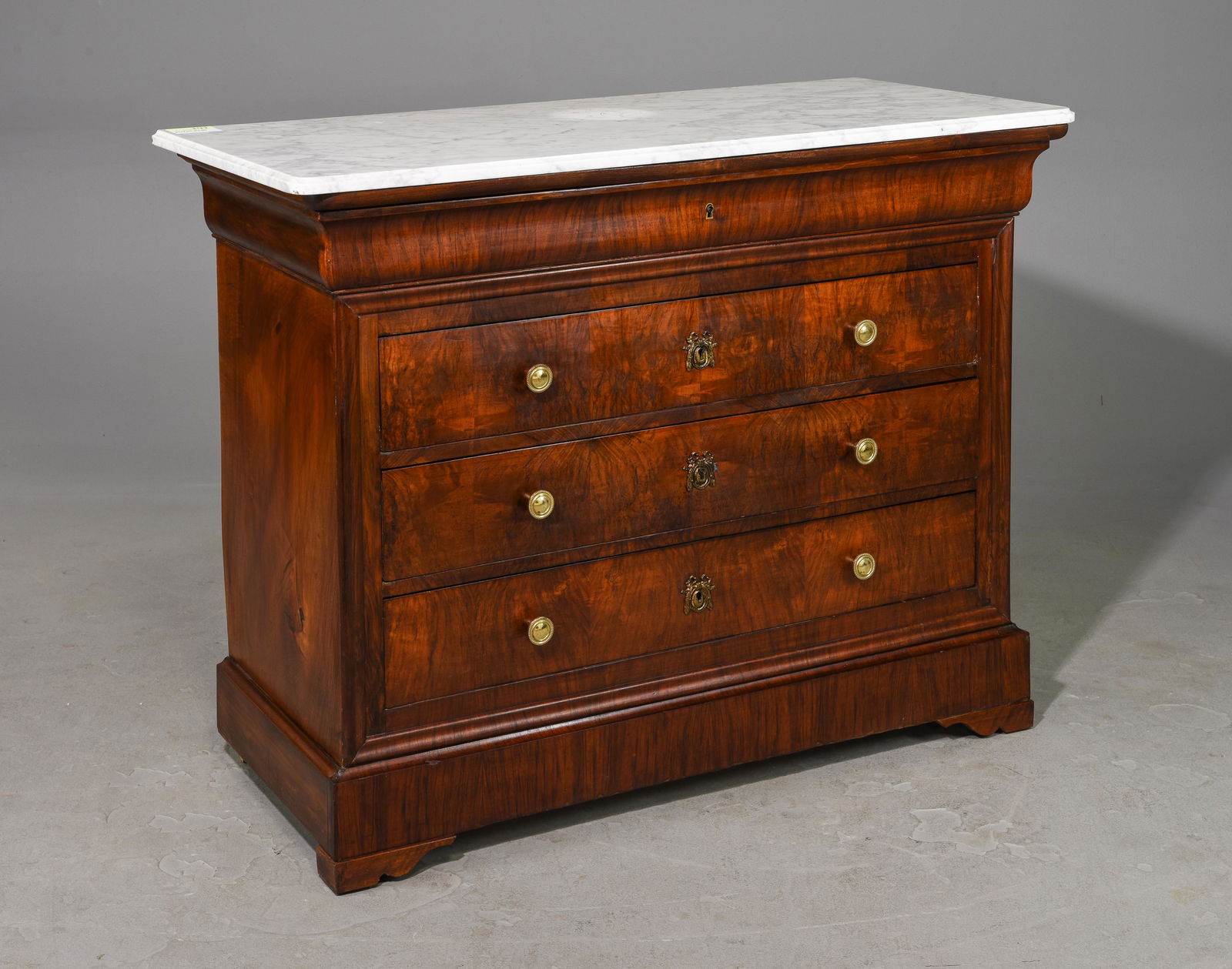Louis Philippe Style White Marble Top Chest (1 of 8)