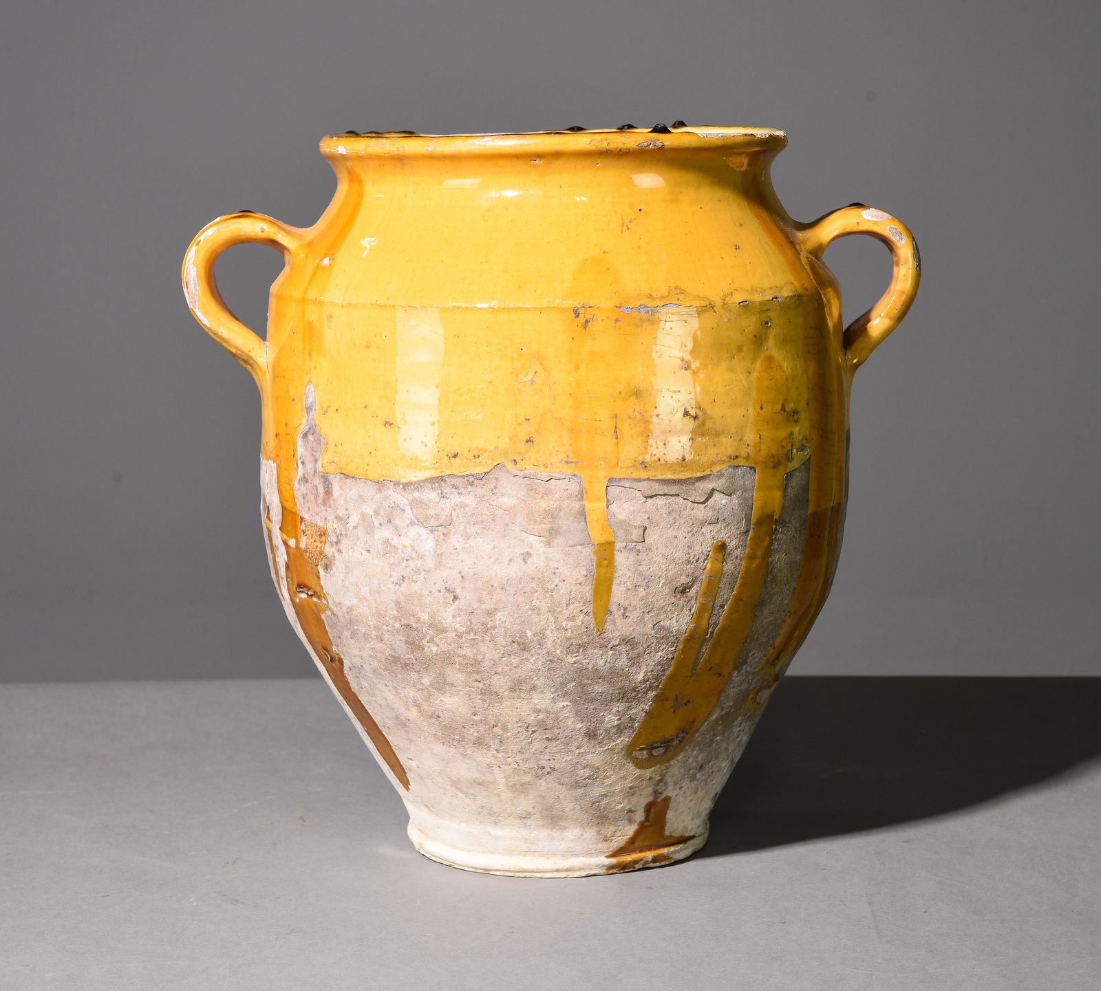 French Large Yellow Glazed Confit Pot (1 of 4)