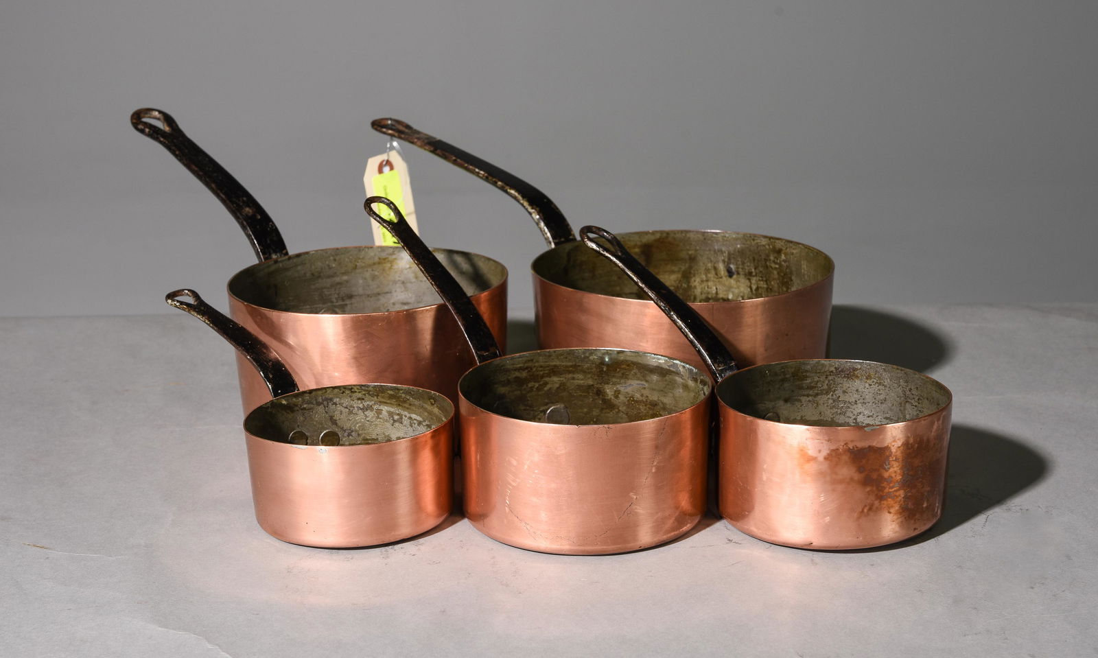 Set of 5 French Graduated Copper Sauce Pans (1 of 3)