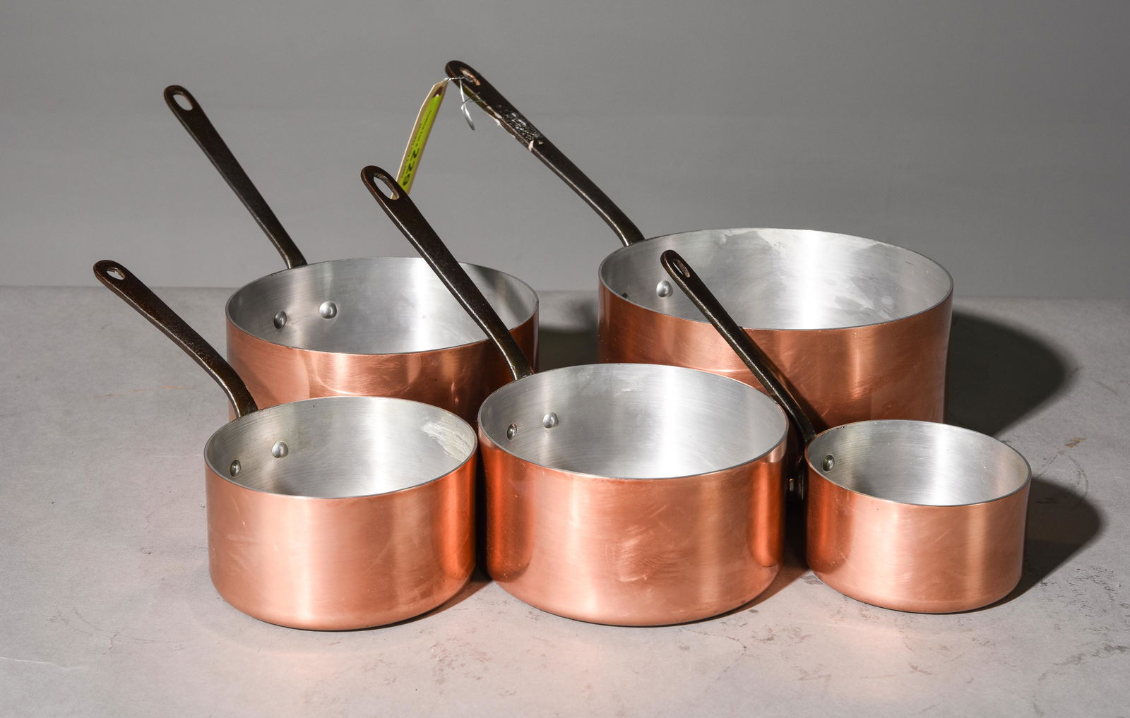 Set of 5 French Graduated Copper Sauce Pans (1 of 3)