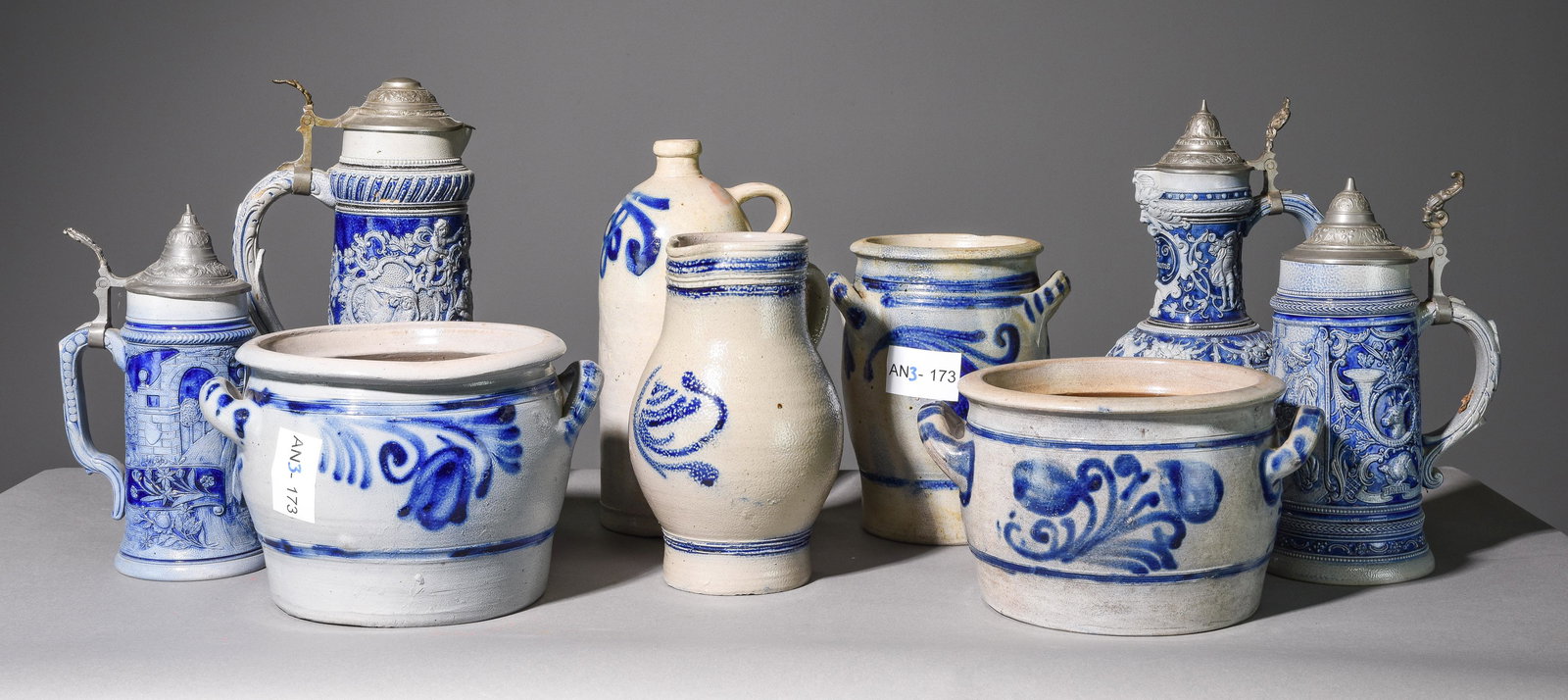 9pcs Assorted Salt Glazed Pottery & Steins (1 of 10)