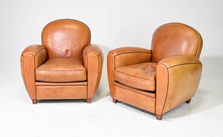 2 French Deco Style Leather Club Chairs #1 (1 of 5)