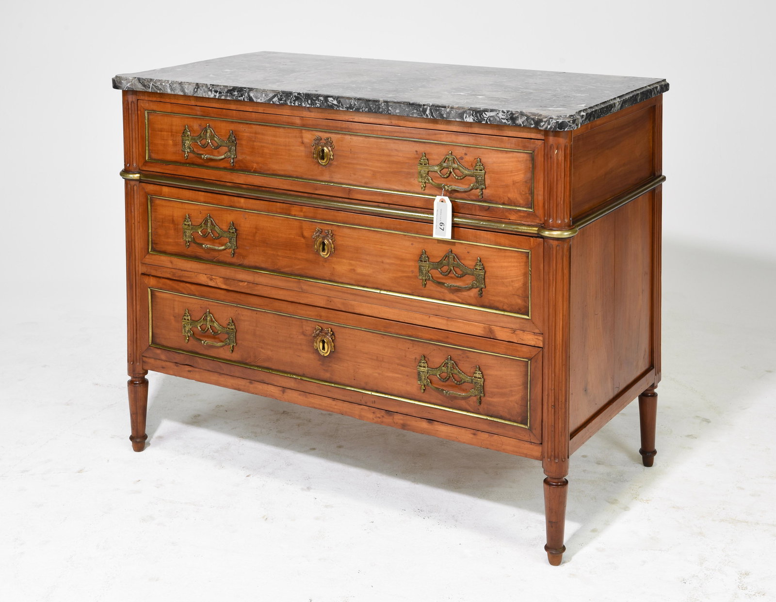 Louis XVI Style Marble Top 3 Drawer Chest #1 (1 of 5)