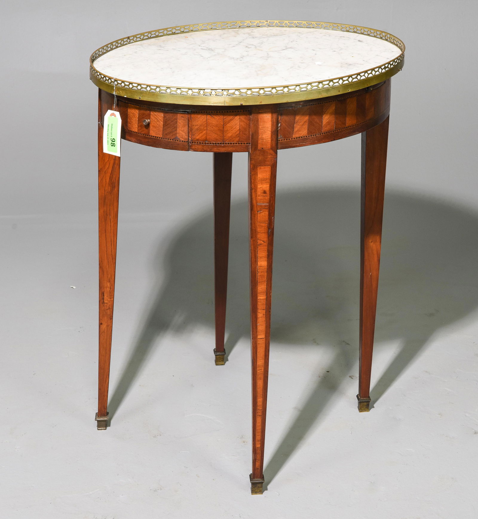 French Walnut Marble Top Table with Gallery (1 of 2)