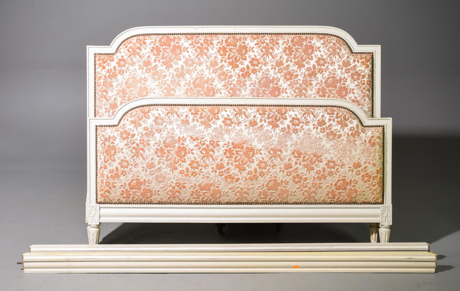 Louis XVI Style Painted Upholstered Bed with Rails (1 of 4)
