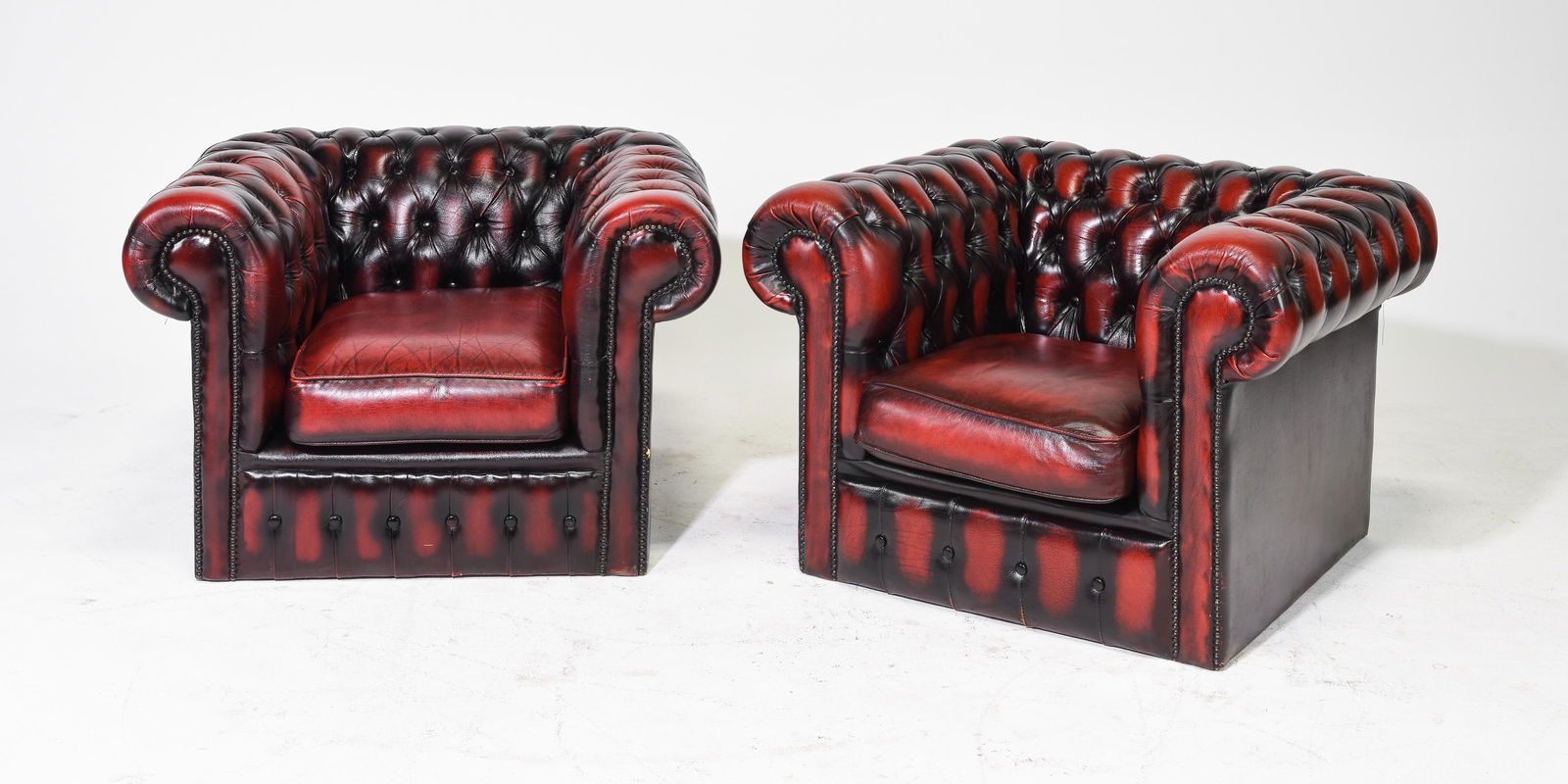 2 British Red Leather Chesterfield Club Chairs (1 of 4)