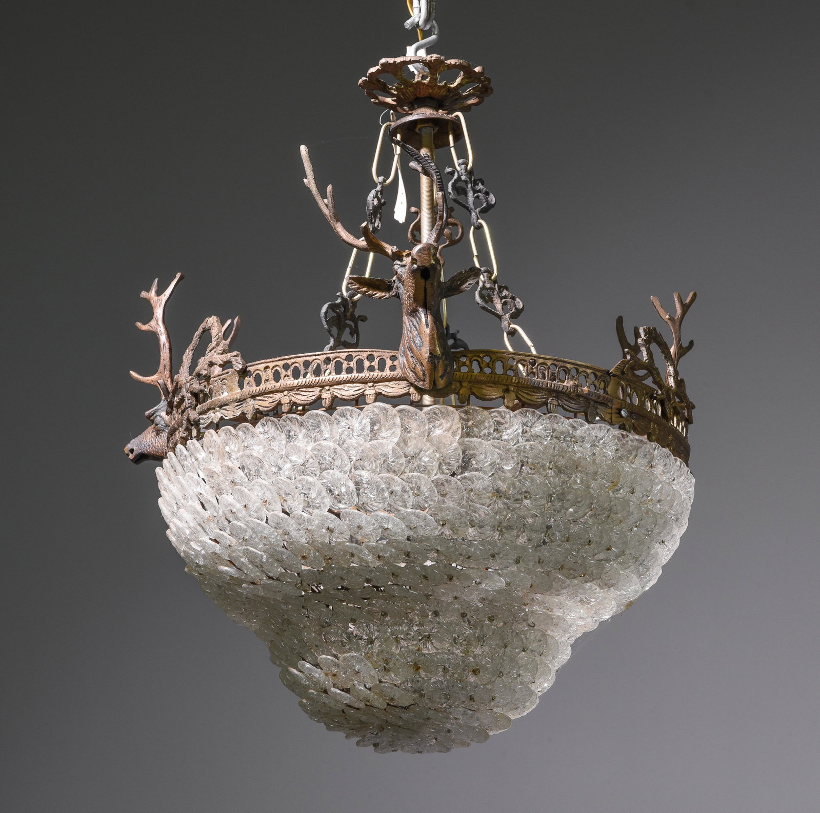 Empire Style Stag Head Chandelier: Empire Style Stag Head Chandelier - 18 in tall x 17 inch diameter