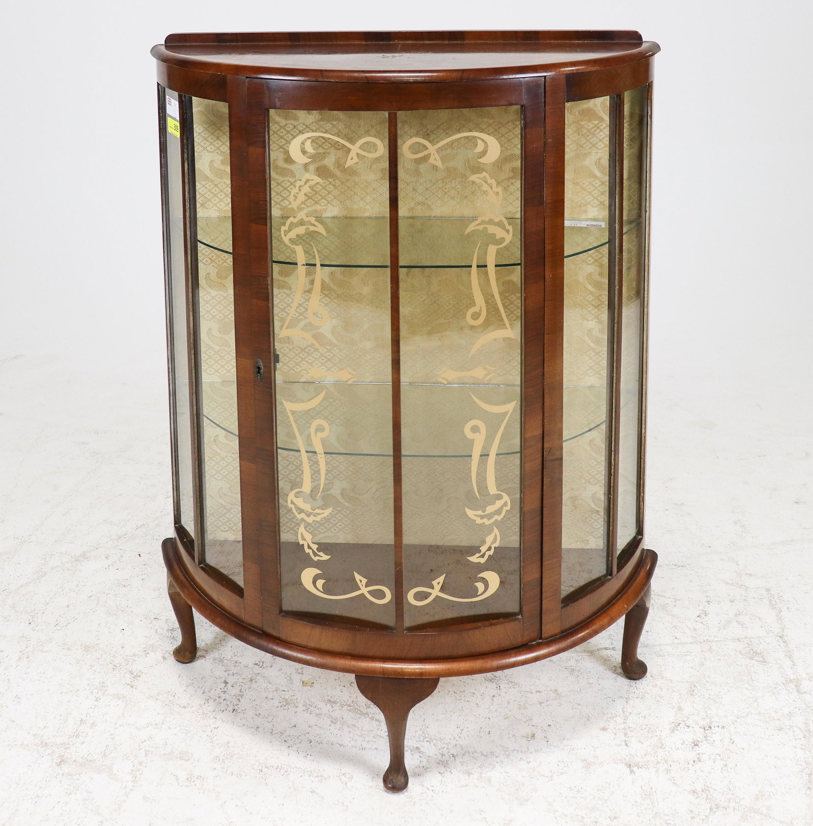 Walnut Bowfront Display Cabinet (1 of 5)